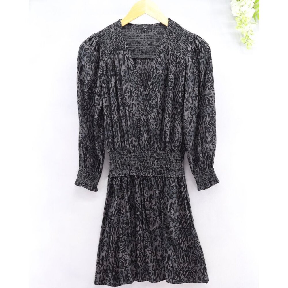 Rails Women's Zana Dress Long Sleeve Charcoal Gray Abstract Animal Print Sz Xs